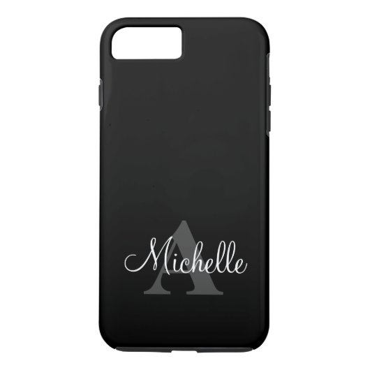 Einfach Schwarz Grau - Ihr Monogramm Personalisier Case-Mate iPhone Hülle (Rückseite)