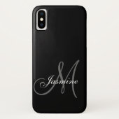 Einfach Schwarz Grau Ihr Name Monogramm Case-Mate iPhone Hülle (Rückseite)