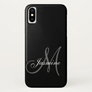 Einfach Schwarz Grau Ihr Name Monogramm Case-Mate iPhone Hülle