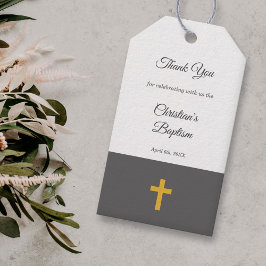 Einfach, schwarz mit einer Goldkreuz-Taufe Vielen  Geschenkanhänger