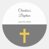 Einfach, schwarz mit einer Goldkreuztaufe Runder Aufkleber (Vorderseite)