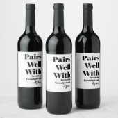 Einfach Schwarz passt gut zu Großeltern nochmal  Weinetikett (Flaschen)