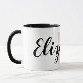 Einfach Schwarz Rosa Handschrift Monogramm Tasse (Links)