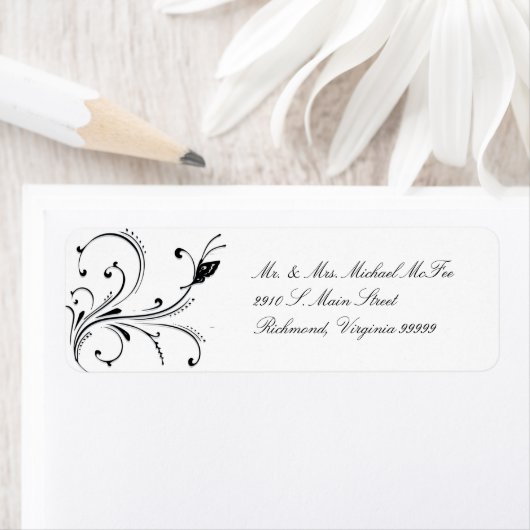 Einfach-Schwarz-Schmetterling-Rollen-Label (Insitu)