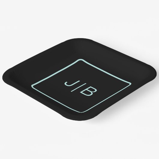 Einfach schwarz und aquamarin anpassbar pappteller (Gewinkelt)