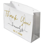 Einfach Schwarz und Gold Vielen Dank Individuelle Große Geschenktüte (Rückseite Schrägansicht)