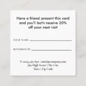 Einfach Schwarz und Weiß Empfehlungskarte (Rückseite)