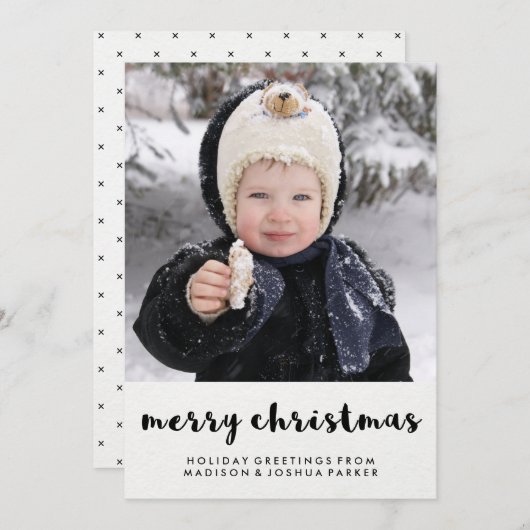 Einfach Schwarz und Weiß frohe Weihnachten mit Fot (Vorne/Hinten)