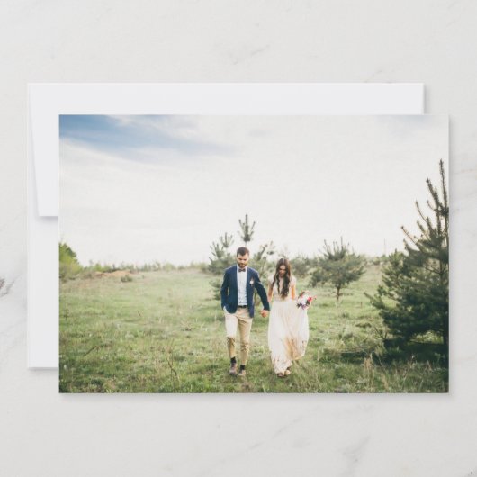 Einfach Schwarz und Weiß | Hochzeit mit drei Fotos Dankeskarte (Rückseite)