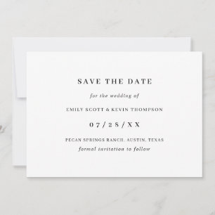 Einfach Schwarz und Weiß Minimalistisch Save The Date