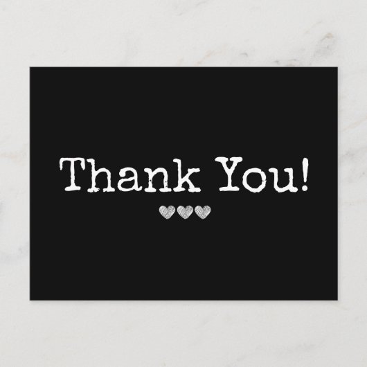 Einfach Schwarz und Weiß mit Herz Danke Postkarte (Vorderseite)