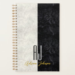 Einfach Schwarz und Weiß Mit Monogramm Planer