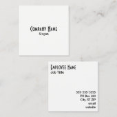 Einfach Schwarz und Weiß Quadratische Visitenkarte (Vorne/Hinten)