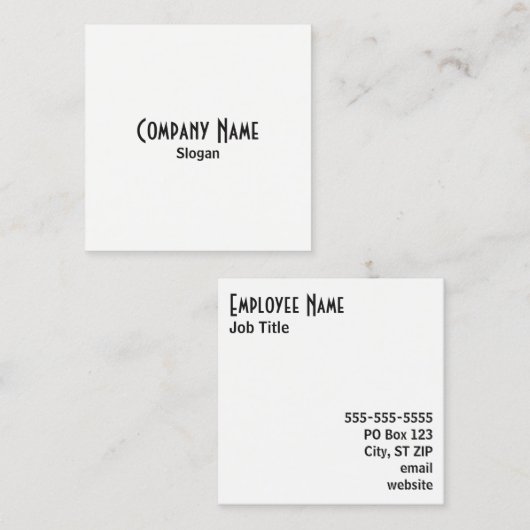 Einfach Schwarz und Weiß Quadratische Visitenkarte (Vorne/Hinten)