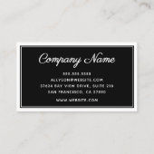 Einfach Schwarz und Weiß Visitenkarte (Rückseite)