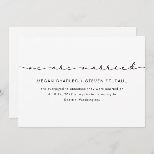 Einfach Schwarz und Weiß wir sind Hochzeitsankündi Einladung (Vorne/Hinten)