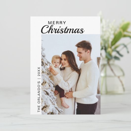 Einfach Schwarz-weiß 2 Foto Frohe Weihnachten (Stehend Vorderseite)