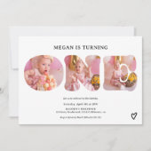 Einfach Schwarz/Weiß 3 Fotos 1. Geburtstag Einladung (Vorderseite)