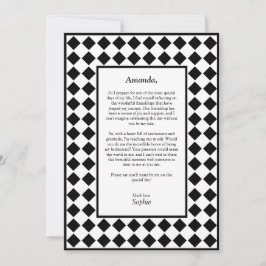 Einfach Schwarz-weiß auf meine Bridesmaid-Karte ge Feiertagskarte