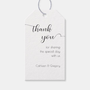 Einfach Schwarz Weiß Elegant Danke Hochzeit Geschenkanhänger