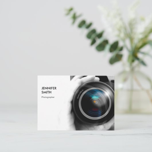 Einfach Schwarz-Weiß-Fotografen-Kamerasymbole Visitenkarte (Stehend Vorderseite)