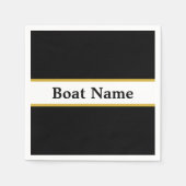 Einfach Schwarz-weiß und Gold mit Schiffsname Serviette (Vorderseite)