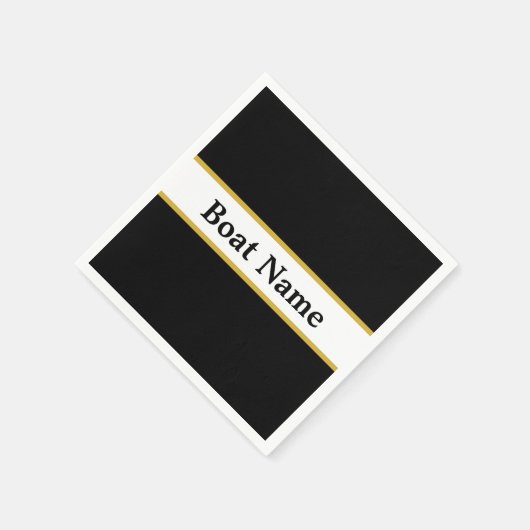 Einfach Schwarz-weiß und Gold mit Schiffsname Serviette (Ecke)