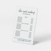 Einfach schwarz-weiße Friseursalonpreise Sockelschild (Vorderseite)