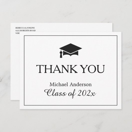 Einfach Schwarz-weißer Abschluss Vielen Dank Postkarte (Vorne/Hinten)