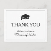 Einfach Schwarz-weißer Abschluss Vielen Dank Postkarte (Vorderseite)