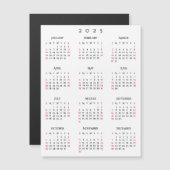 Einfach Schwarz-weißer Magnetkalender 2025 Neujahr Magnetkarte (Vorne/Hinten)