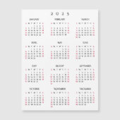 Einfach Schwarz-weißer Magnetkalender 2025 Neujahr Magnetkarte (Vorderseite)
