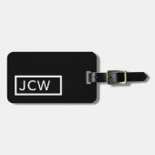 Einfach Schwarz-weißer Rahmen mit Monogramm Gepäckanhänger (Vorderseite horizontal)