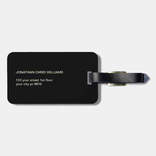 Einfach Schwarz-weißer Rahmen mit Monogramm Gepäckanhänger (Rückseite horizontal)