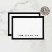 Einfach Schwarz-weißer Typografischer Name Mitteilungskarte (Vorderseite/Rückseite Beispiel)