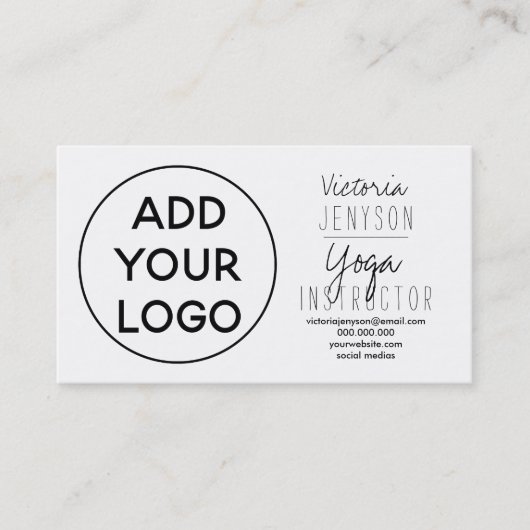 Einfach Schwarz-weißer Yogalehrer Visitenkarte (Vorderseite)