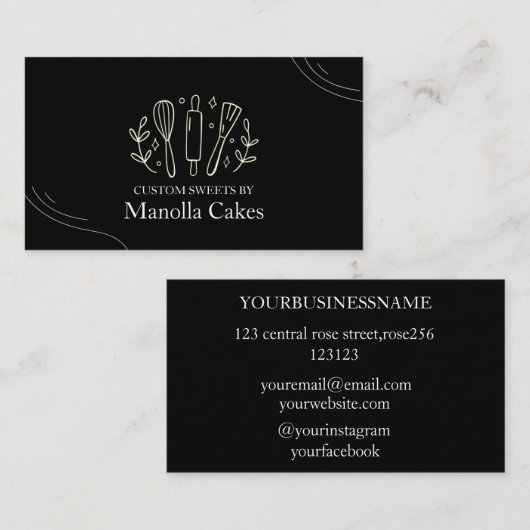 Einfach Schwarz-weißes Backbäckerchen Visitenkarte (Vorne/Hinten)