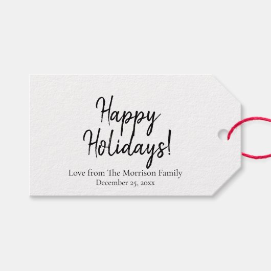 Einfach Schwarz-weißes benutzerdefiniertes Skript  Geschenkanhänger (Vorderseite (Horizontal))