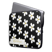 Einfach Schwarz-weißes Daisy Pattern Gold Personal Laptopschutzhülle (Vorderseite Links)