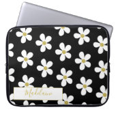 Einfach Schwarz-weißes Daisy Pattern Gold Personal Laptopschutzhülle (Vorderseite)