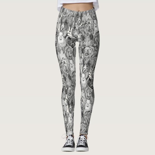 einfach schwarze halbe Perlen-Schweine Leggings (Vorderseite)