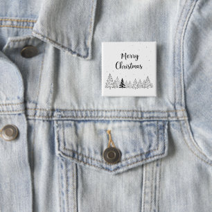 Einfach schwarze Weihnachtsbäume und Sterne Button