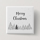 Einfach schwarze Weihnachtsbäume und Sterne Button (Vorderseite)