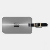 Einfach schwarzer Metallsilber aus Edelstahl-Look Gepäckanhänger (Vorderseite horizontal)