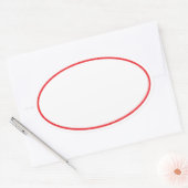 Einfach schwarzes Weiß mit hellroter Grenze Ovaler Aufkleber (Umschlag)