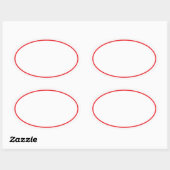 Einfach schwarzes Weiß mit hellroter Grenze Ovaler Aufkleber (Blatt)