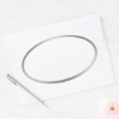 Einfach schwarzes Weiß mit Silbergrenze Ovaler Aufkleber (Umschlag)