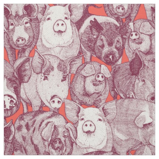 einfach Schweine Bordeauxrot Stoff (Muster)