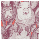 einfach Schweine Bordeauxrot Stoff (Nahaufnahme)