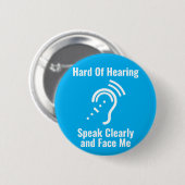Einfach Schwerhörig Blau Button (Vorne & Hinten)